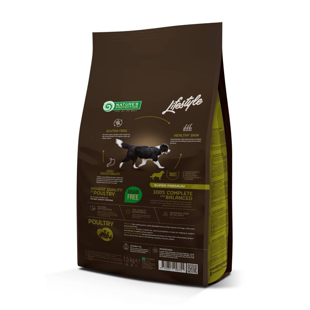 Сухой корм для собак Nature's Protection Lifestyle Grain Free Adult All Breeds 1,5 кг - домашняя птица Сухой корм для собак Nature's Protection Lifestyle Grain Free Adult All Breeds 1,5 кг - домашняя птица