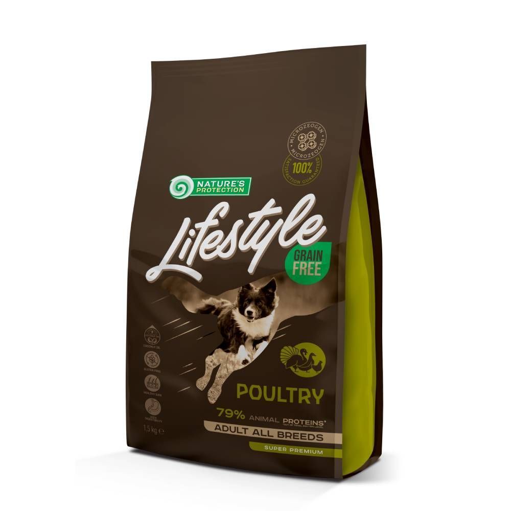 Сухой корм для собак Nature's Protection Lifestyle Grain Free Adult All Breeds 1,5 кг - домашняя птица Сухой корм для собак Nature's Protection Lifestyle Grain Free Adult All Breeds 1,5 кг - домашняя птица