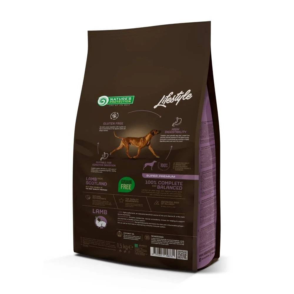Сухой корм для собак Nature's Protection Lifestyle Grain Free Adult All Breeds 1,5 кг - ягня Сухой корм для собак Nature's Protection Lifestyle Grain Free Adult All Breeds 1,5 кг - ягня
