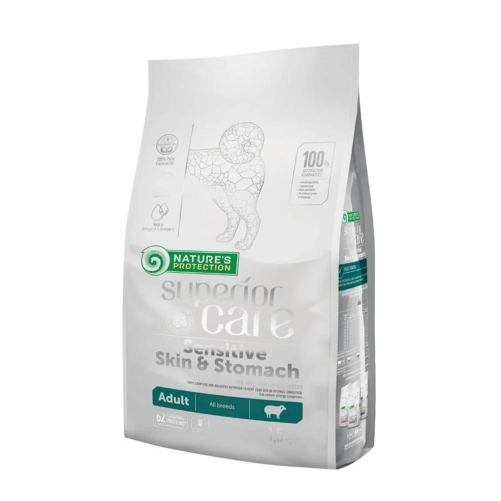 Сухий корм для собак Nature's Protection Superior Care Sensitive Skin & Stomach Adult All Breeds 1,5 кг - ягня