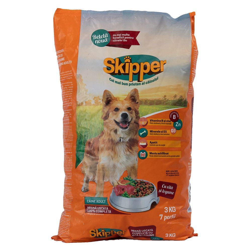 Сухий корм для собак Skipper Adult 3 кг - яловичина та овочі Сухий корм для собак Skipper Adult 3 кг - яловичина та овочі