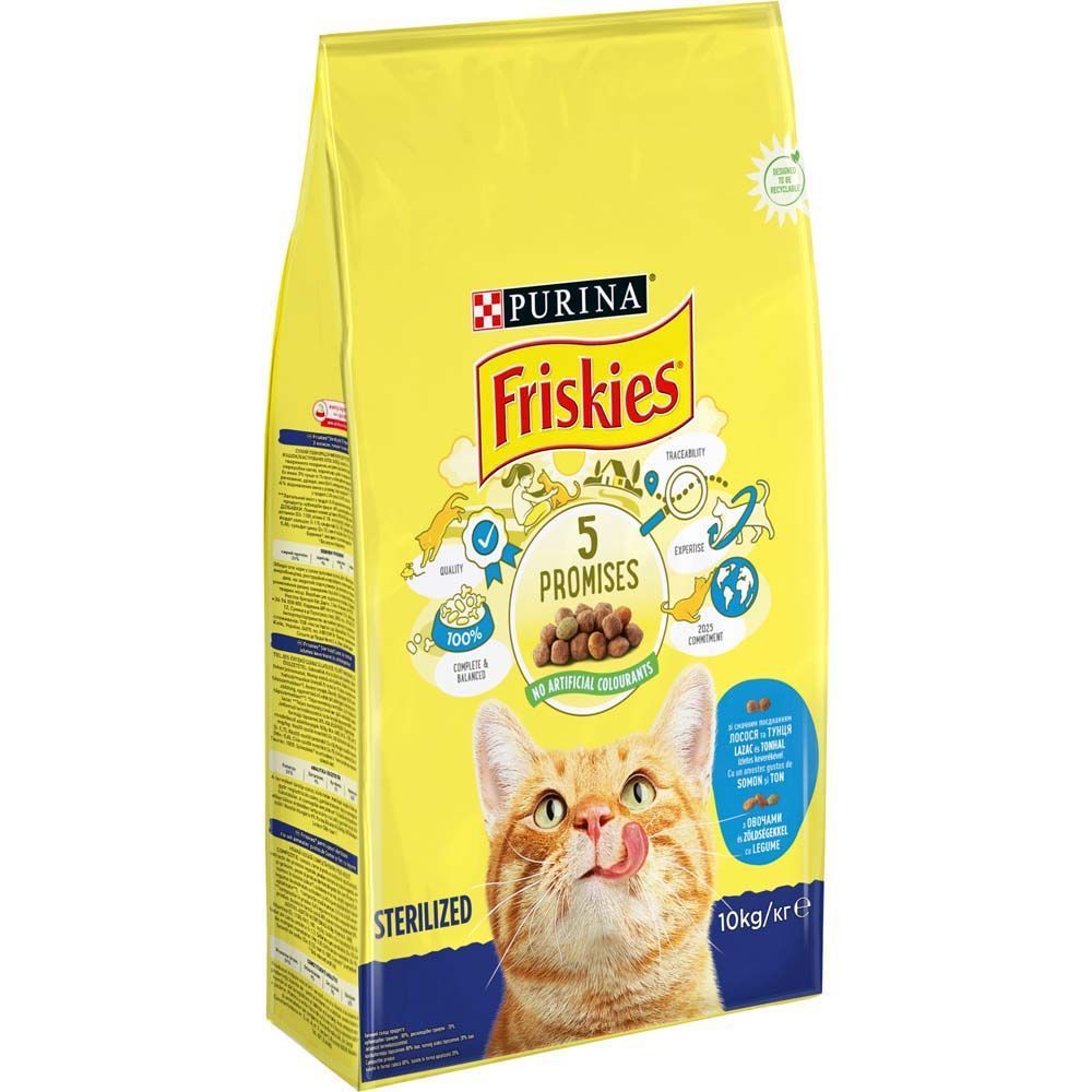 Сухий корм для котів Friskies 5 Promises Sterilized 10 кг - лосось, тунець та овочі
