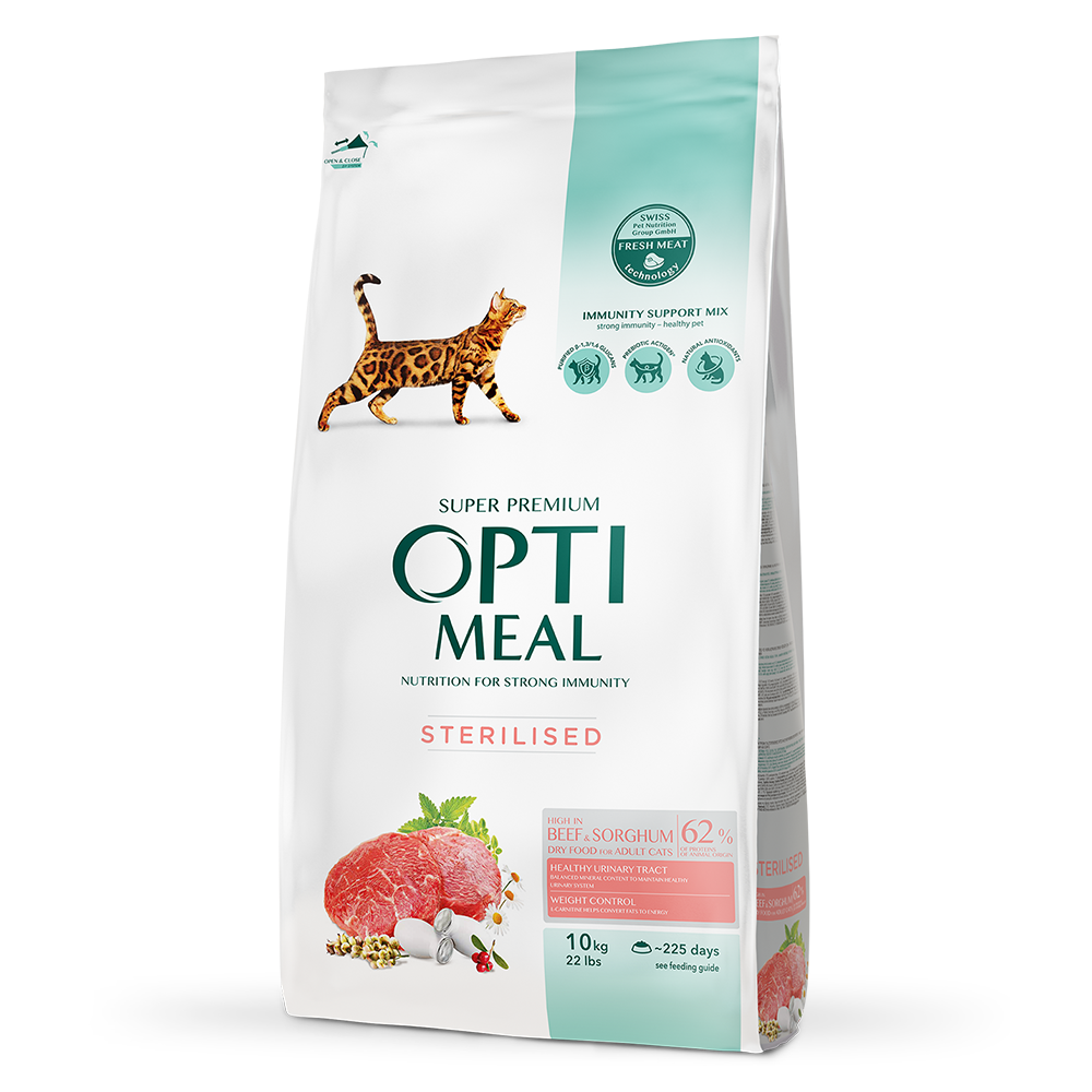 Сухой корм для кошек Optimeal Sterilised Adult 10 кг - говядина и сорго Сухой корм для кошек Optimeal Sterilised Adult 10 кг - говядина и сорго
