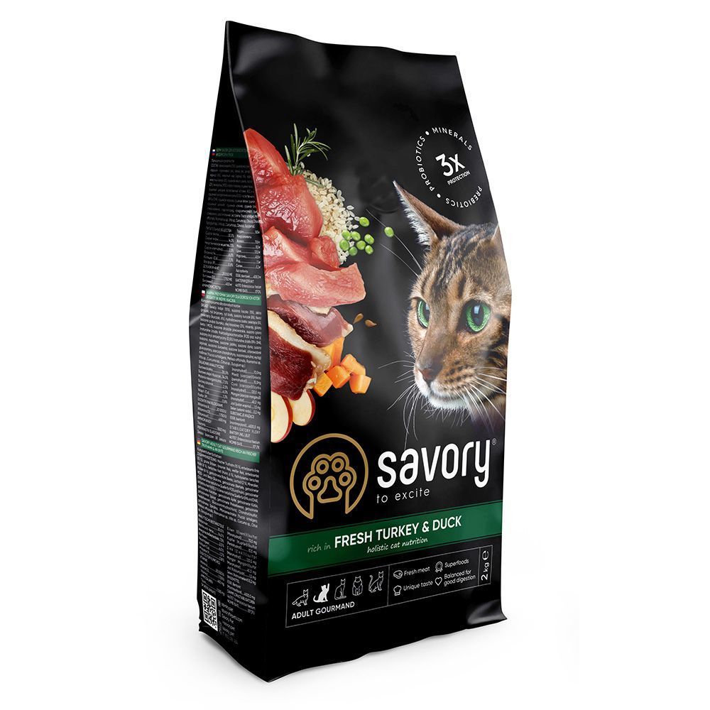 Сухой корм для кошек Savory Adult Gourmand 2 кг - индейка и утка
