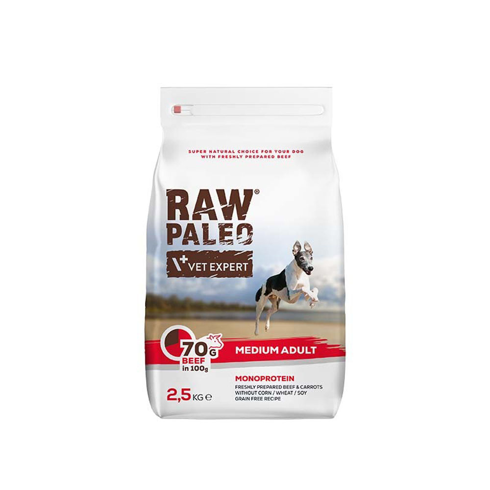 Сухой корм для взрослых собак средних пород Raw Paleo Adult Medium Beef 2,5 кг (говядина)