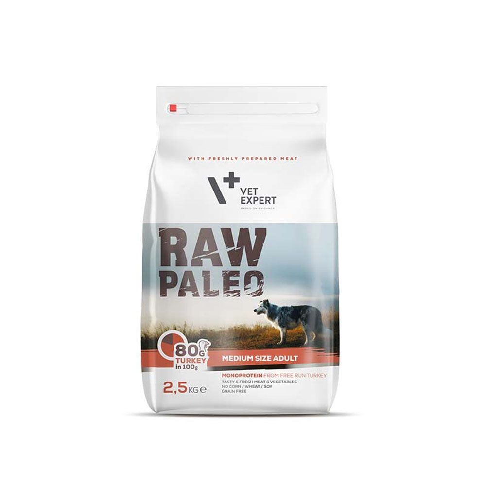 Сухой корм для взрослых собак средних пород Raw Paleo Adult Medium Turkey 2,5 кг (индейка)