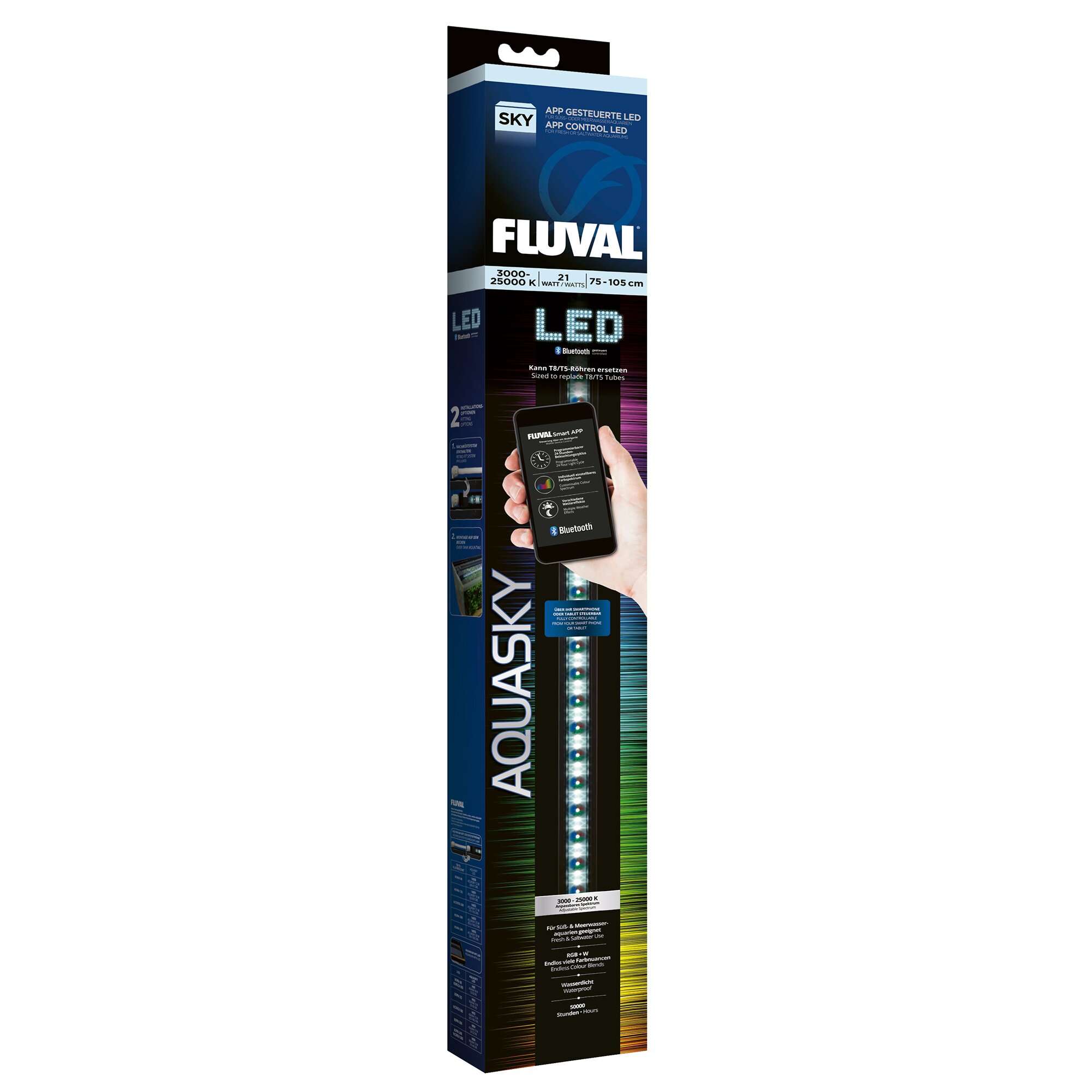 Светодиодный светильник Fluval «AquaSky Bluetooth LED 2.0» 21 Вт, 75-105 см Светодиодный светильник Fluval «AquaSky Bluetooth LED 2.0» 21 Вт, 75-105 см