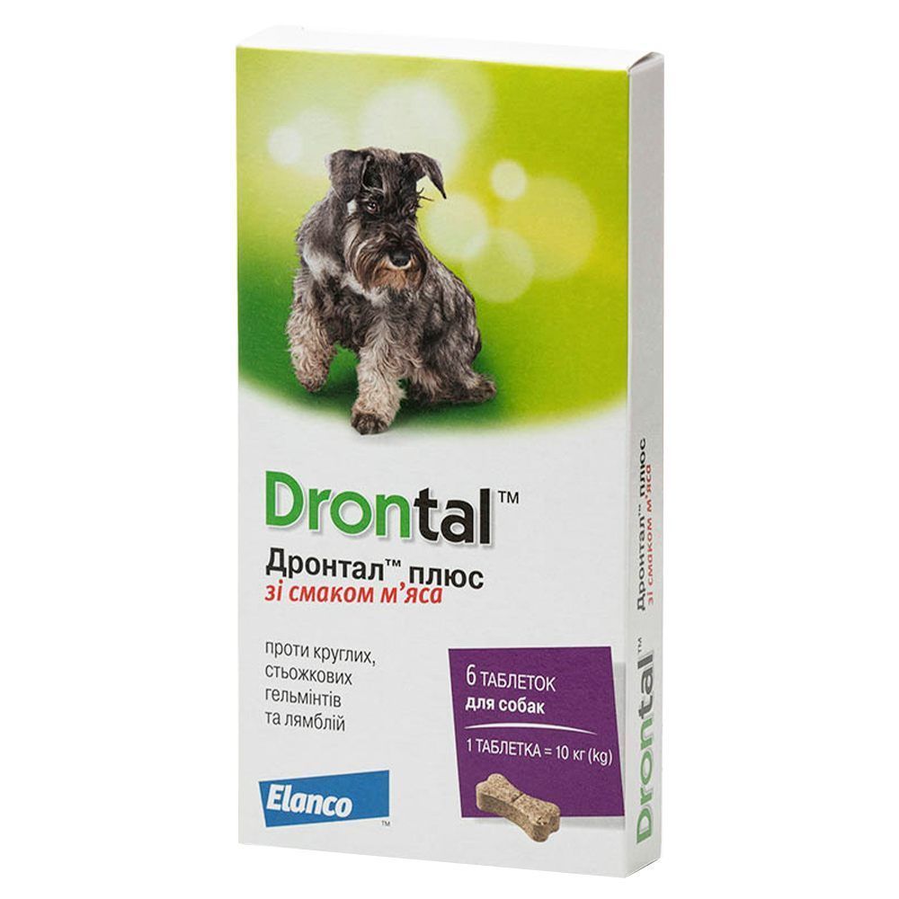 Таблетки для собак Elanco Bayer Drontal Plus на 10 кг, 6 шт Таблетки для собак Elanco Bayer Drontal Plus на 10 кг, 6 шт