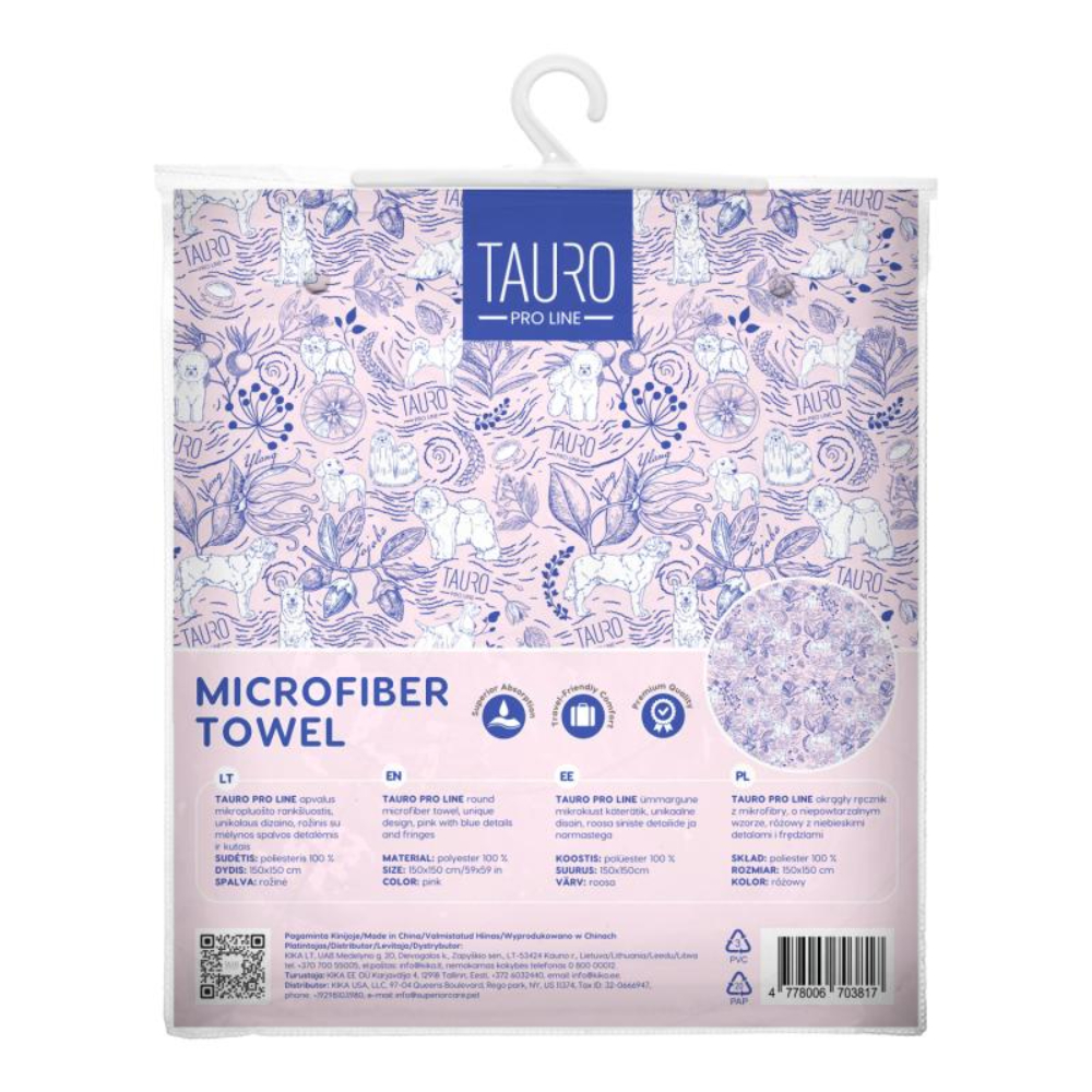 Tauro Pro Line рушник для собак 150x150 см - рожевий Tauro Pro Line рушник для собак 150x150 см - рожевий