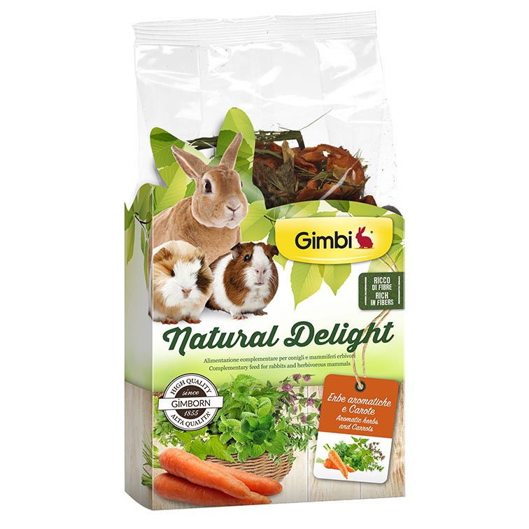 Травяной микс для грызунов GimBi Natural Delight травы и морковь, 100 г Травяной микс для грызунов GimBi Natural Delight травы и морковь, 100 г