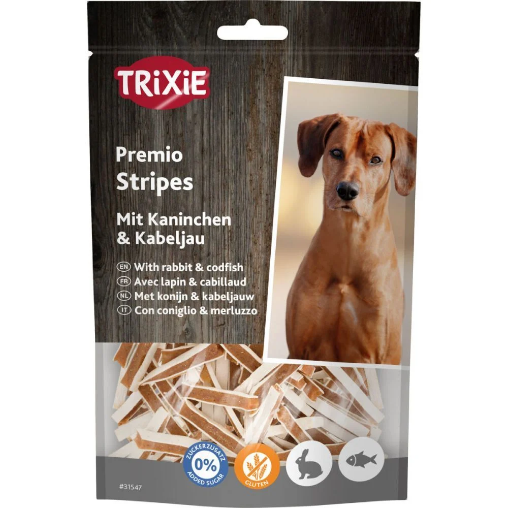 Ласощі для собак Trixie Premio Stripes 100 г - кролик та тріска Ласощі для собак Trixie Premio Stripes 100 г - кролик та тріска