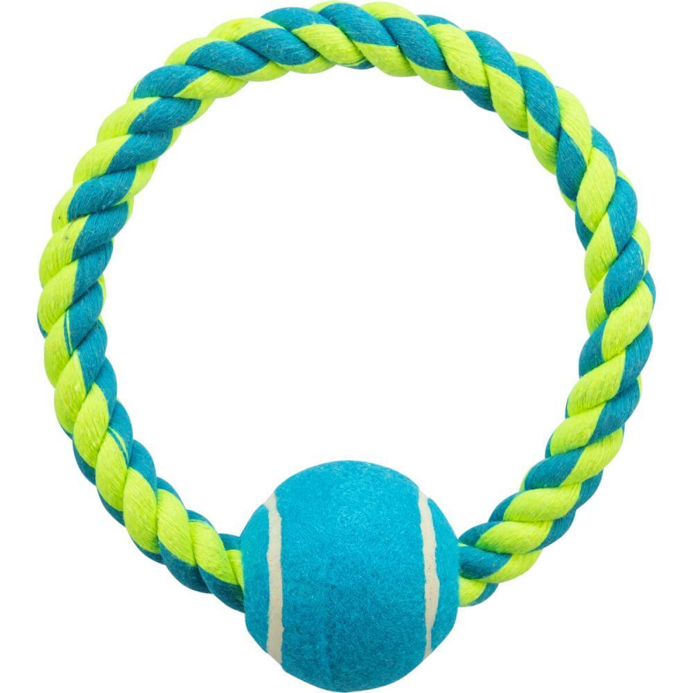 Trixie Rope Ring with Tennis Ball игрушка для собак 6х18 см - разноцветная Trixie Rope Ring with Tennis Ball игрушка для собак 6х18 см - разноцветная