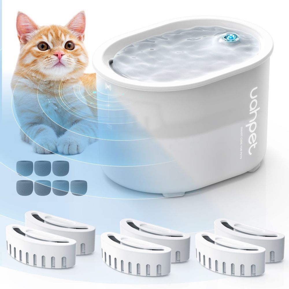 Uahpet Glow Wireless Pet Fountain поилка-фонтан для кошек 2 л - белый