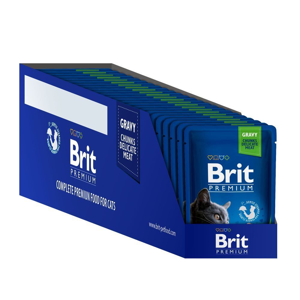 Упаковка влажного корма для котов Brit Premium Sterilised 24 шт х 100 г - курица
