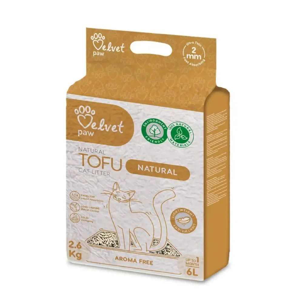 Velvet Paw TOFU Natural наповнювач для котячого туалету 6 л - без аромату Velvet Paw TOFU Natural наповнювач для котячого туалету 6 л - без аромату