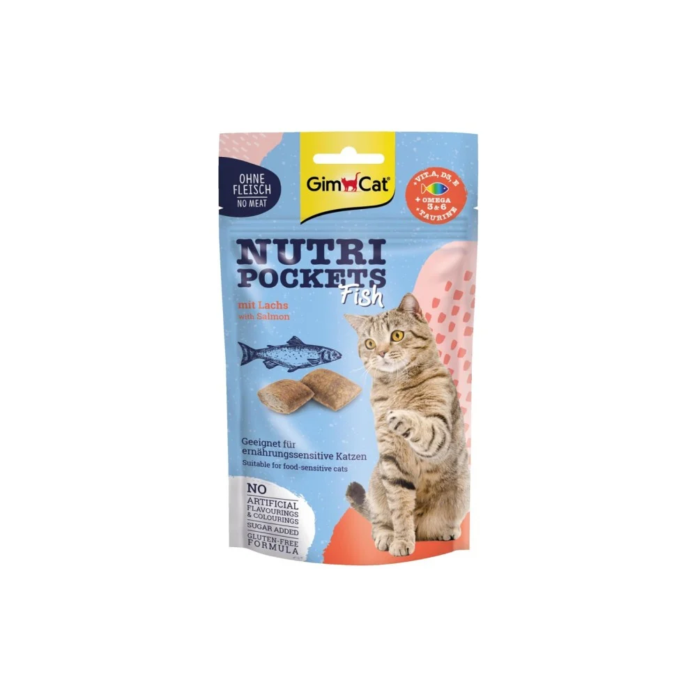 Лакомства для кошек GimCat Nutri Pockets Fish 60 г - лосось Лакомства для кошек GimCat Nutri Pockets Fish 60 г - лосось
