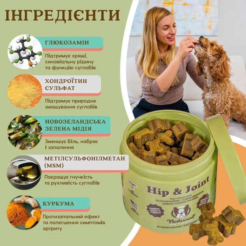 Вітаміни для собак Natural Dog Company Hip&Joint 90 шт Вітаміни для собак Natural Dog Company Hip&Joint 90 шт