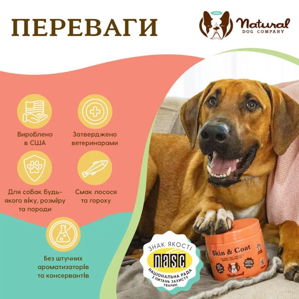 Вітаміни для собак Natural Dog Company Skin&Coat 90 шт