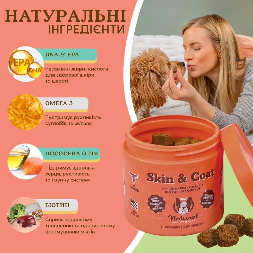 Вітаміни для собак Natural Dog Company Skin&Coat 90 шт