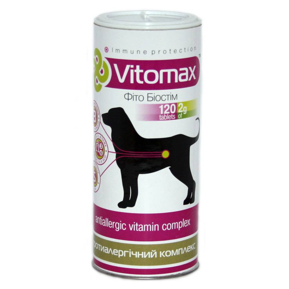 Вітаміни для собак Vitomax Фіто Біостім Antiallergic 120 шт Вітаміни для собак Vitomax Фіто Біостім Antiallergic 120 шт