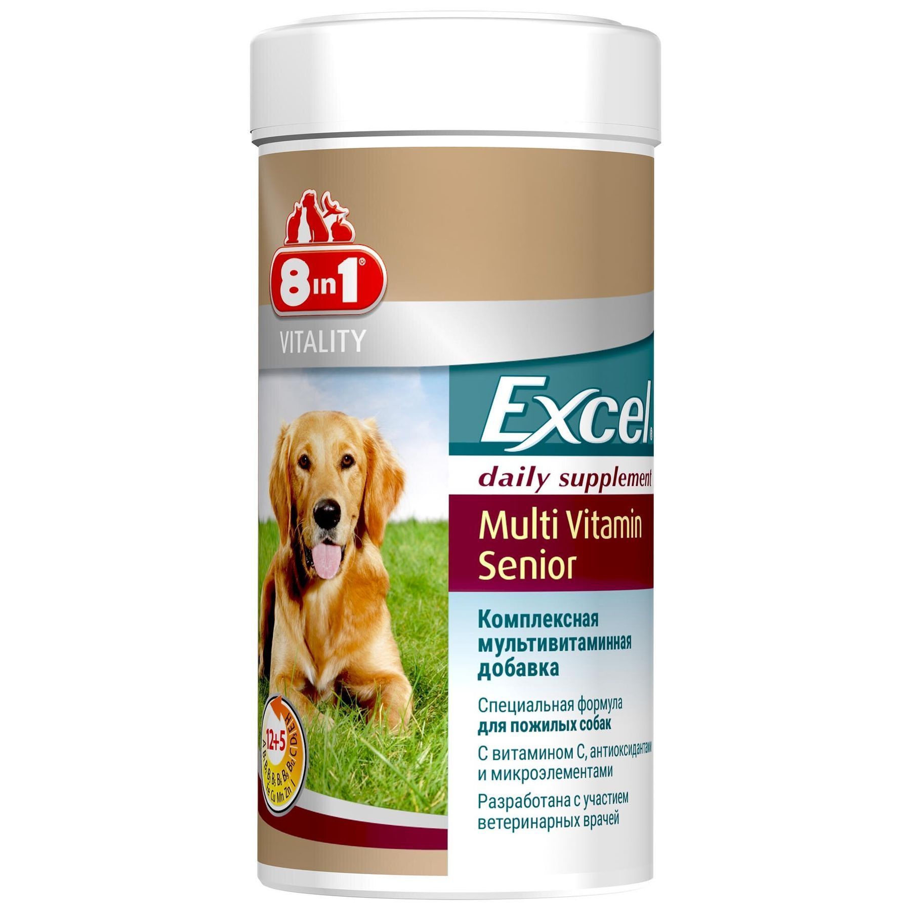 Витамины для пожилых собак 8in1 Excel «Multi Vitamin Senior» 70 таблеток (мультивитамин) Витамины для пожилых собак 8in1 Excel «Multi Vitamin Senior» 70 таблеток (мультивитамин)