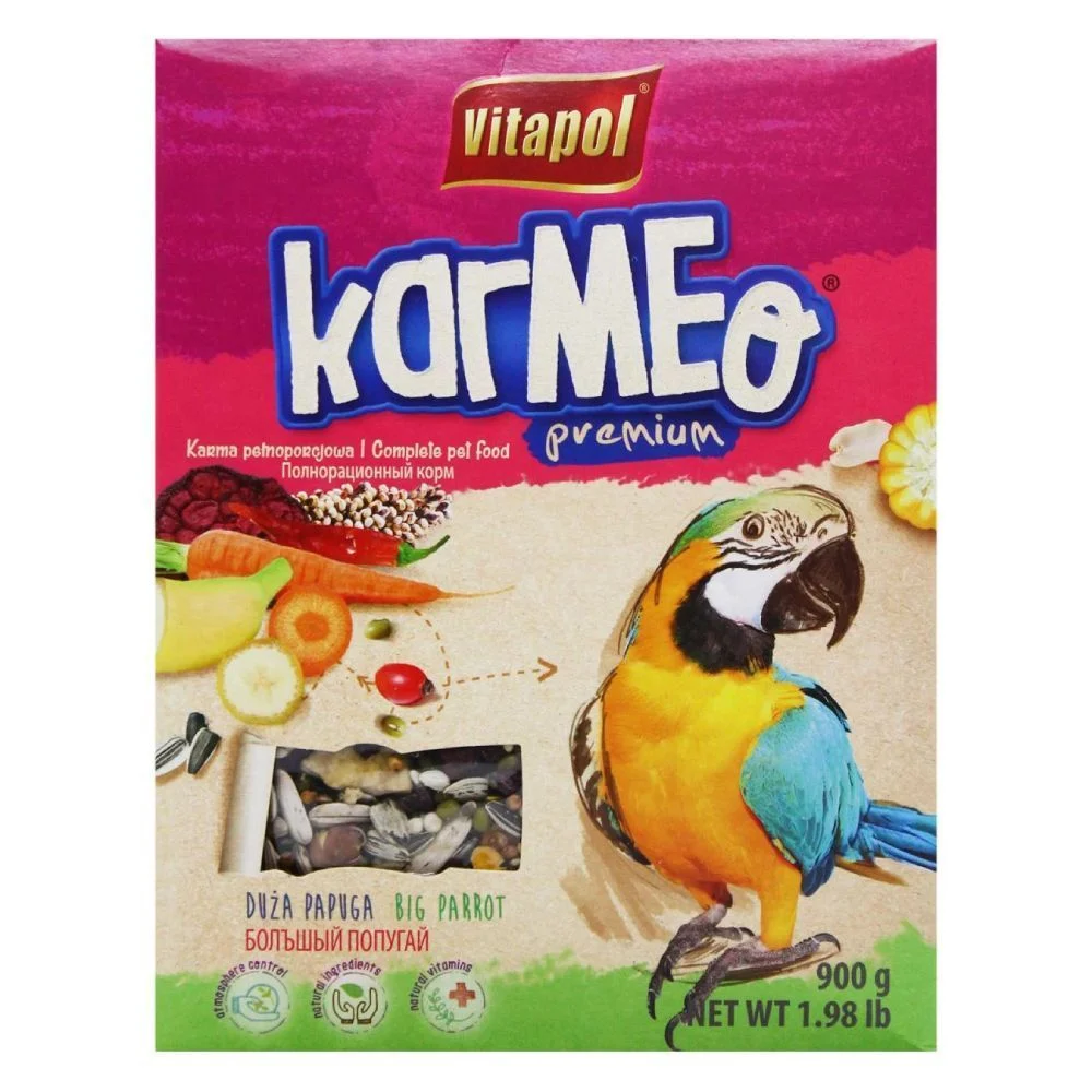 Корм для великих папуг Vitapol Karmeo Premium 1 кг - асорті