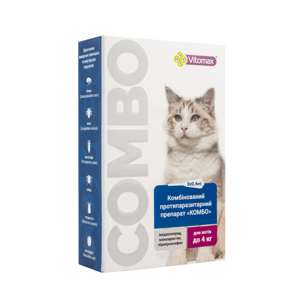 Vitomax Combo капли на затылок для кошек до 4 кг 3 шт. х 0,4 мл