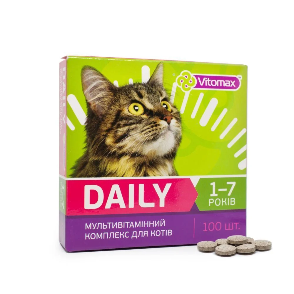 Vitomax Daily вітаміни для котів 1-7 років 100 шт