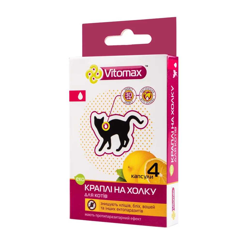 Vitomax капли на затылок для кошек 4 шт. х 0,6 мл Vitomax капли на затылок для кошек 4 шт. х 0,6 мл