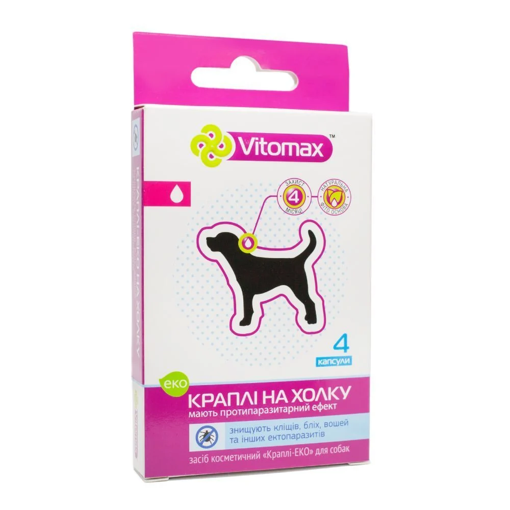 Vitomax капли на затылок для собак 4 шт. х 0,8 мл Vitomax капли на затылок для собак 4 шт. х 0,8 мл