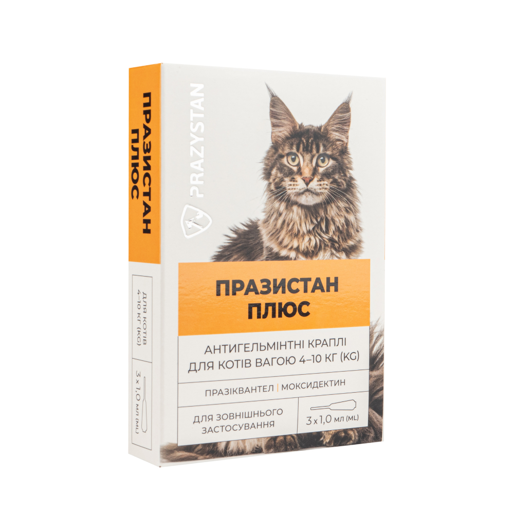 Vitomax Празистан Плюс капли на затылок для кошек 4-10 кг 3 шт. х 1 мл
