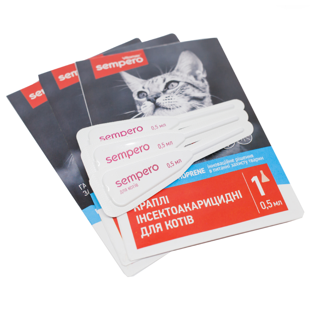 Vitomax Sempero краплі на холку для котів 3 шт х 0,5 мл Vitomax Sempero краплі на холку для котів 3 шт х 0,5 мл