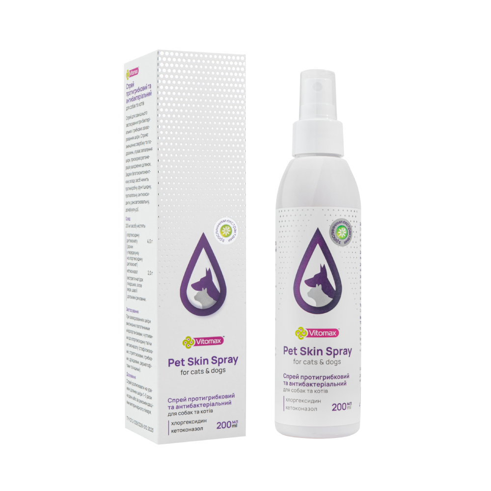 Vitomax Pet Skin Spray спрей для кошек и собак 200 мл Vitomax Pet Skin Spray спрей для кошек и собак 200 мл