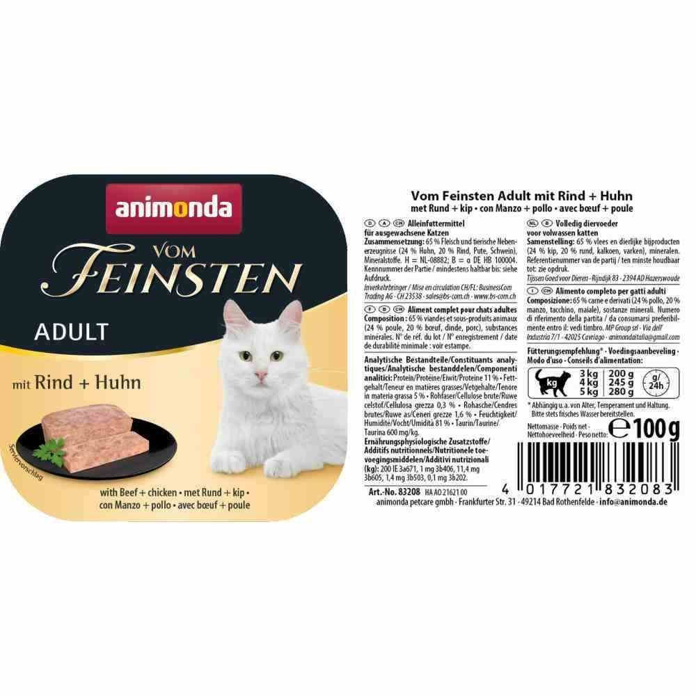 Вологий корм для котів Animonda Vom Feinsten Adult 100 г - яловичина та курка Вологий корм для котів Animonda Vom Feinsten Adult 100 г - яловичина та курка