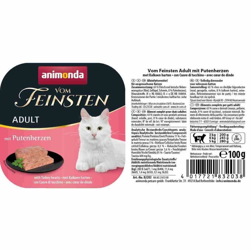 Вологий корм для котів Animonda Vom Feinsten Adult 100 г - індичі серця Вологий корм для котів Animonda Vom Feinsten Adult 100 г - індичі серця