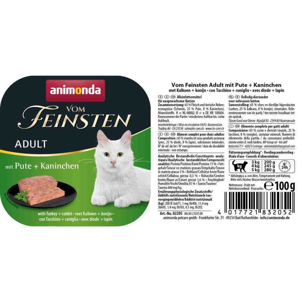 Влажный корм для кошек Animonda Vom Feinsten Adult 100 г - индейка и кролик Влажный корм для кошек Animonda Vom Feinsten Adult 100 г - индейка и кролик