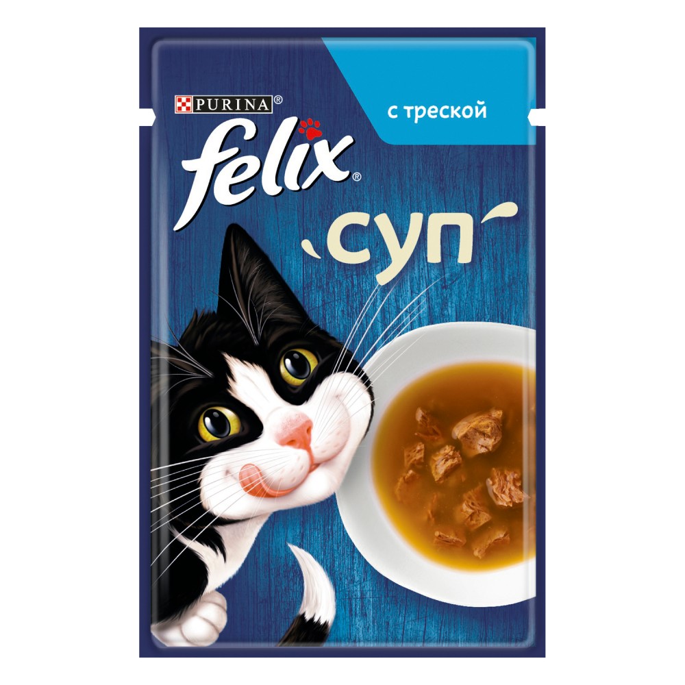 Влажный корм для кошек Felix Soup pouch 48 г - треска Влажный корм для кошек Felix Soup pouch 48 г - треска