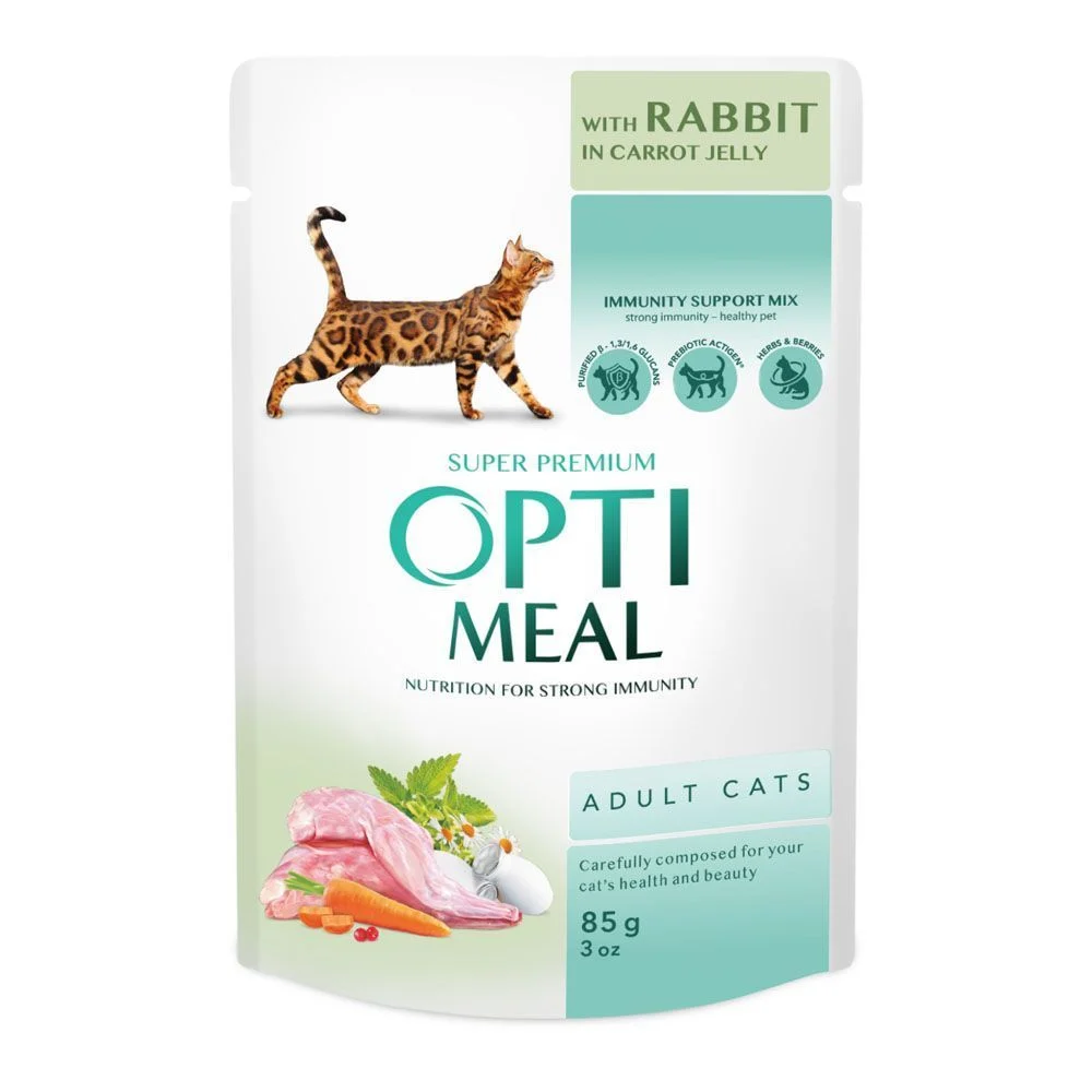 Вологий корм для котів Optimeal Adult 85 г - кролик та морква Вологий корм для котів Optimeal Adult 85 г - кролик та морква