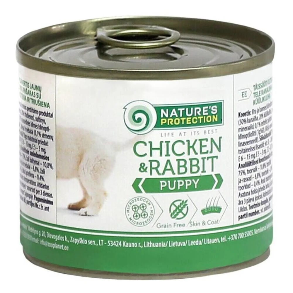 Влажный корм для щенков Nature's Protection Puppy 200 г - курица и кролик Влажный корм для щенков Nature's Protection Puppy 200 г - курица и кролик