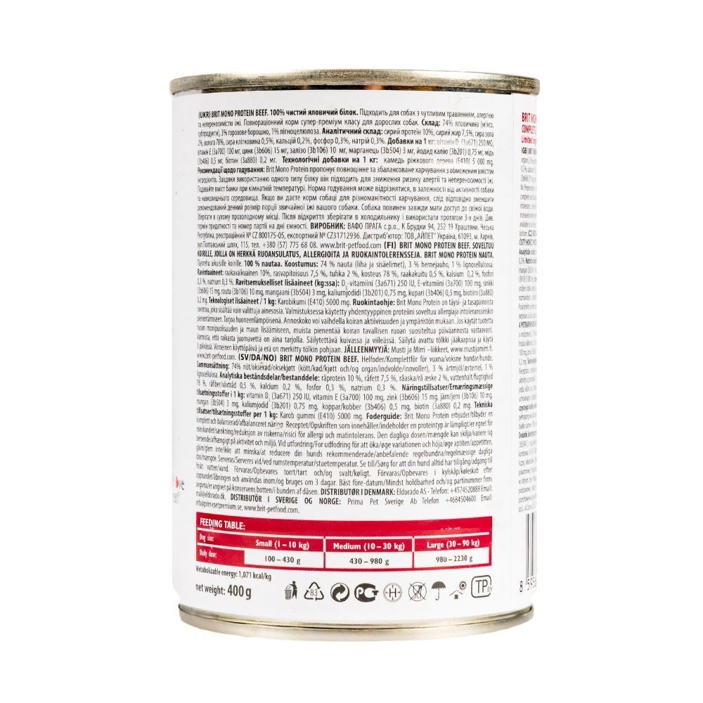 Вологий корм для собак Brit Care Mono Protein 400 г - яловичина