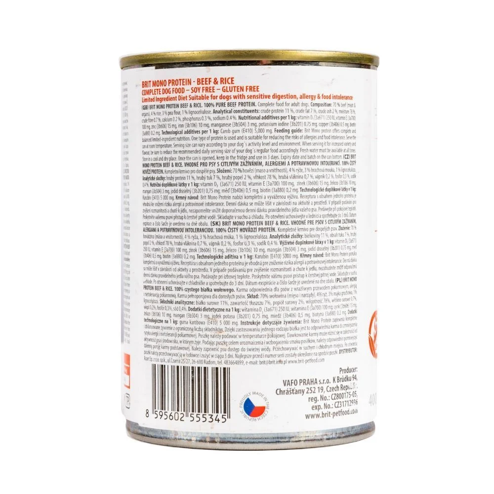 Вологий корм для собак Brit Care Mono Protein 400 г - яловичина та рис
