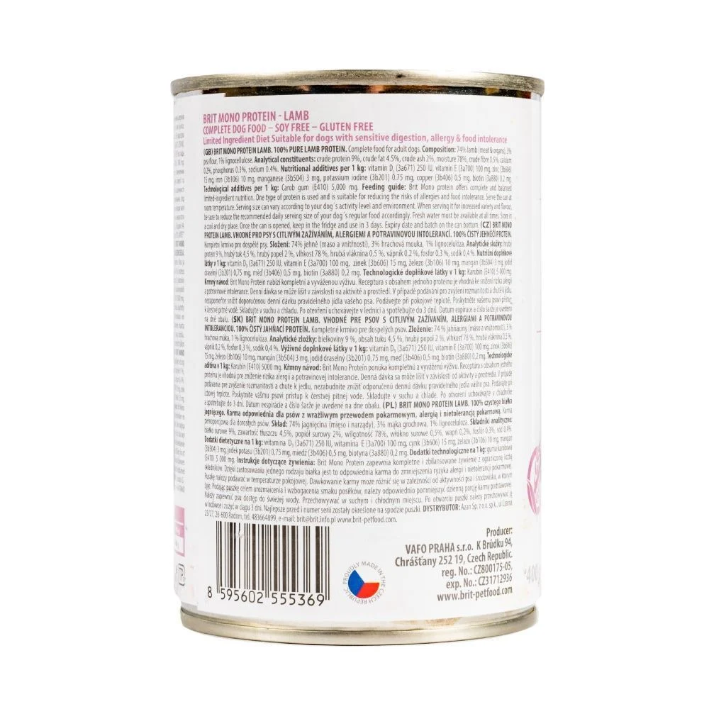 Вологий корм для собак Brit Care Mono Protein 400 г - ягня