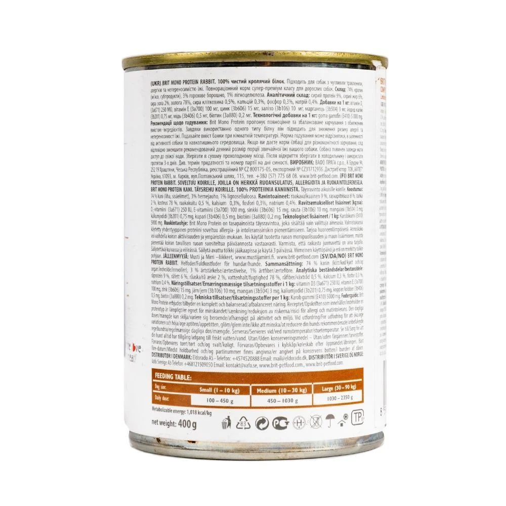 Вологий корм для собак Brit Care Mono Protein 400 г - кролик Вологий корм для собак Brit Care Mono Protein 400 г - кролик