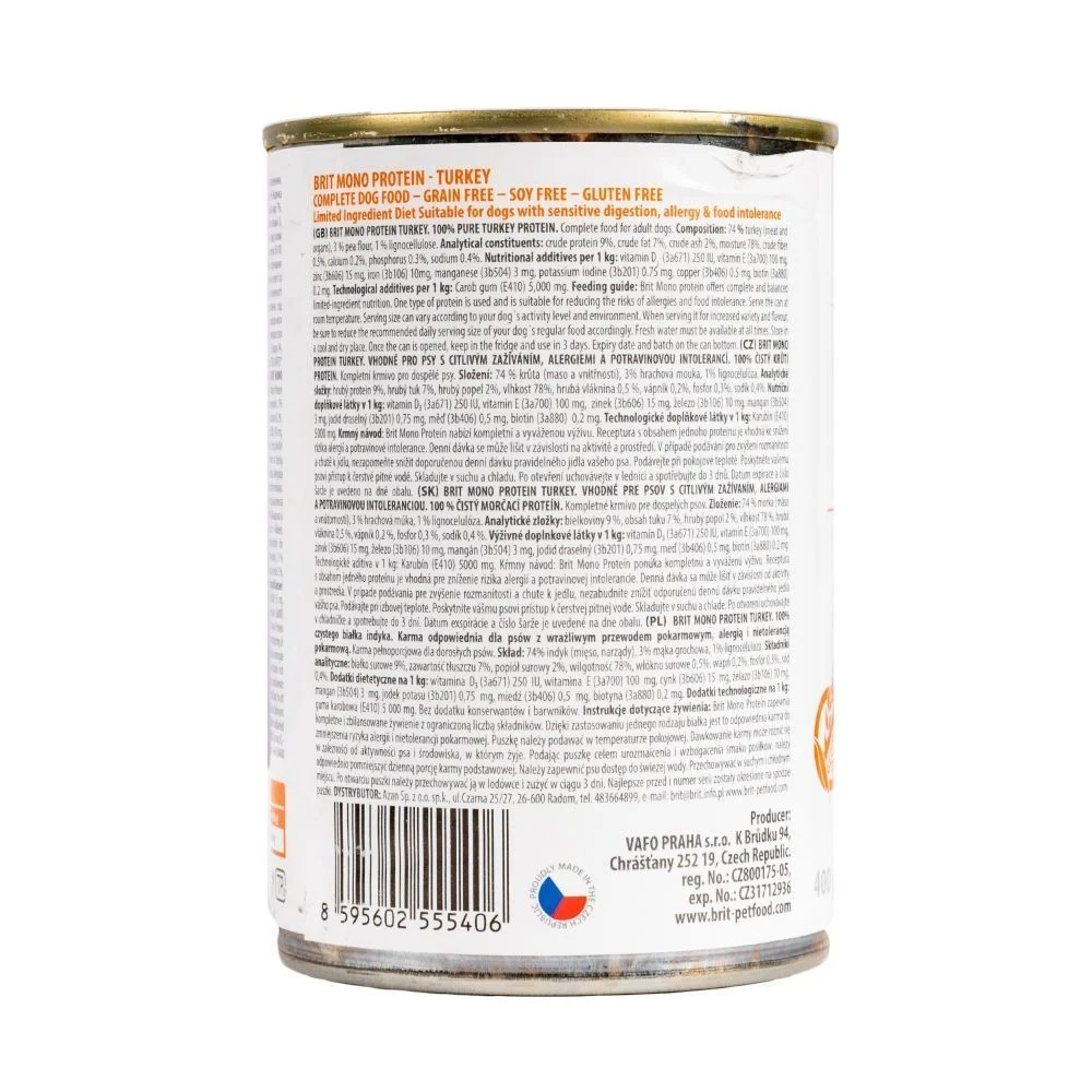 Вологий корм для собак Brit Care Mono Protein 400 г - індичка