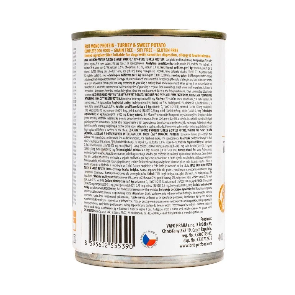 Вологий корм для собак Brit Care Mono Protein 400 г - індичка та солодка картопля