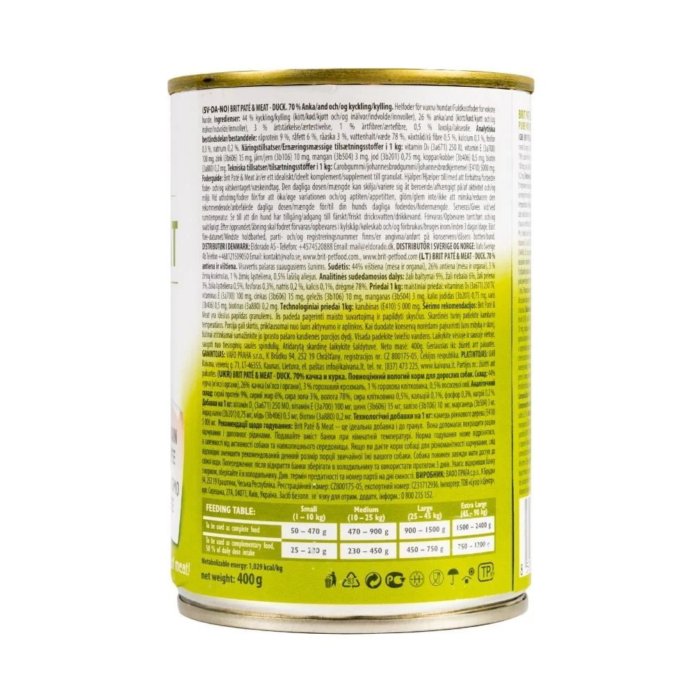 Вологий корм для собак Brit Care Pate&Meat 400 г - качка