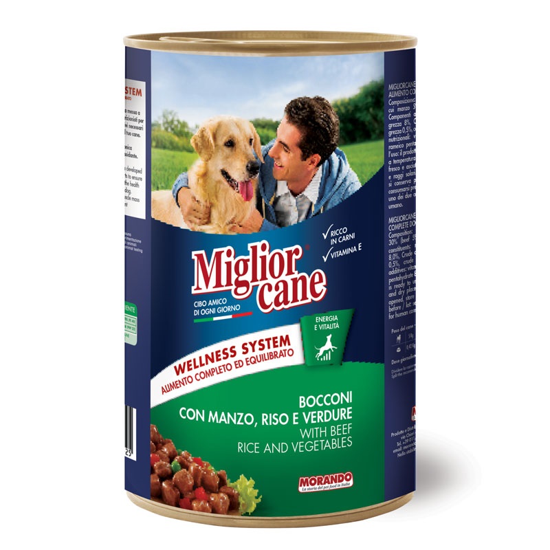 Влажный корм для собак Miglior cane 1,25 кг — говядина, овощи и рис