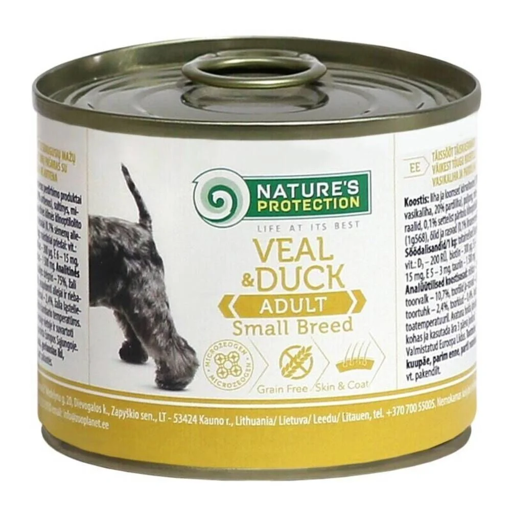 Влажный корм для собак Nature's Protection Adult Small Breed 200 г - телятина и утка Влажный корм для собак Nature's Protection Adult Small Breed 200 г - телятина и утка