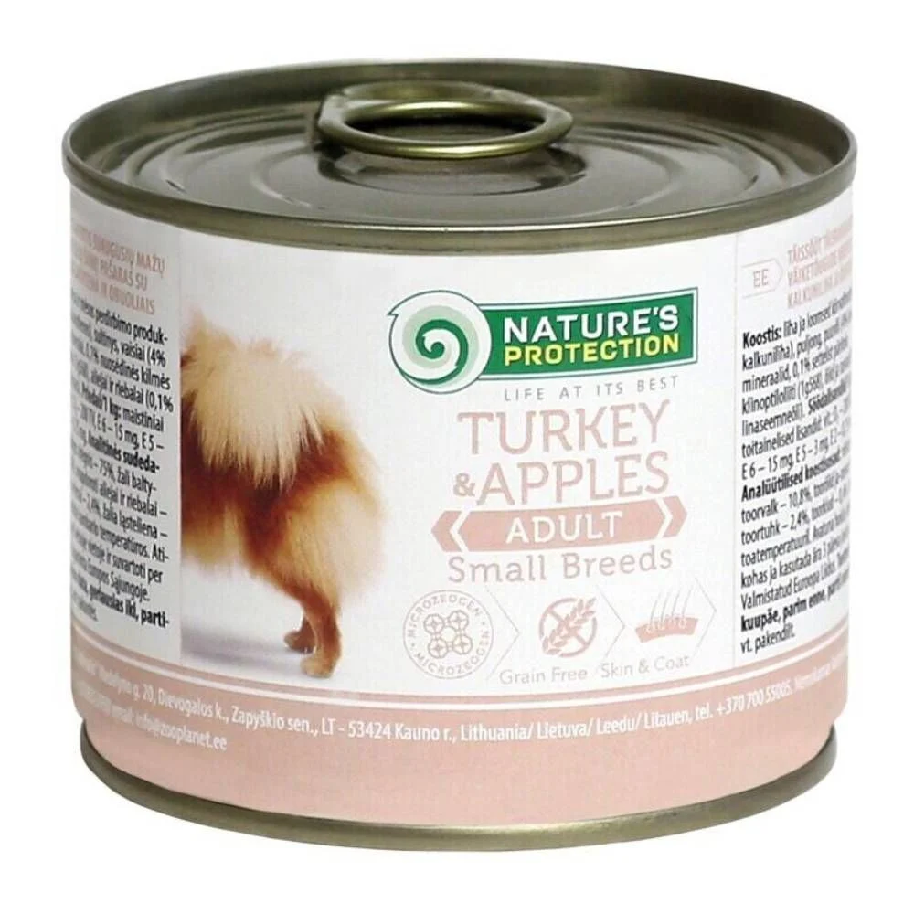 Влажный корм для собак Nature's Protection Adult Small Breeds 200 г - индейка и яблоко Влажный корм для собак Nature's Protection Adult Small Breeds 200 г - индейка и яблоко