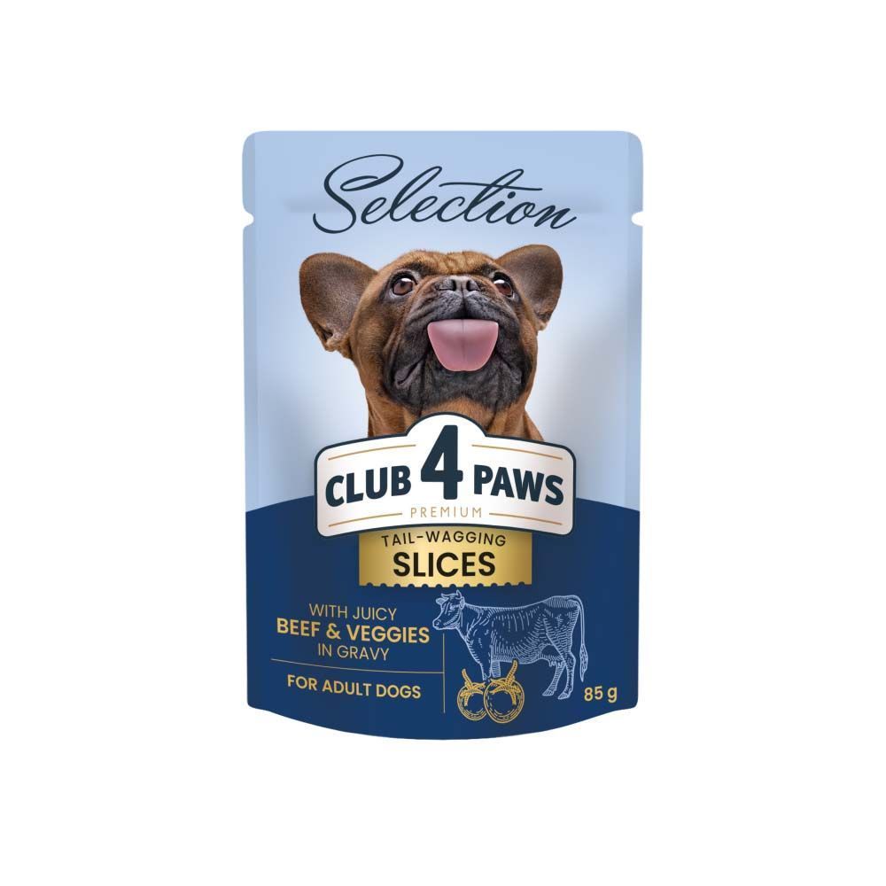Вологий корм для собак Club 4 Paws Premium Selection Adult 85 г - яловичина та овочі Вологий корм для собак Club 4 Paws Premium Selection Adult 85 г - яловичина та овочі